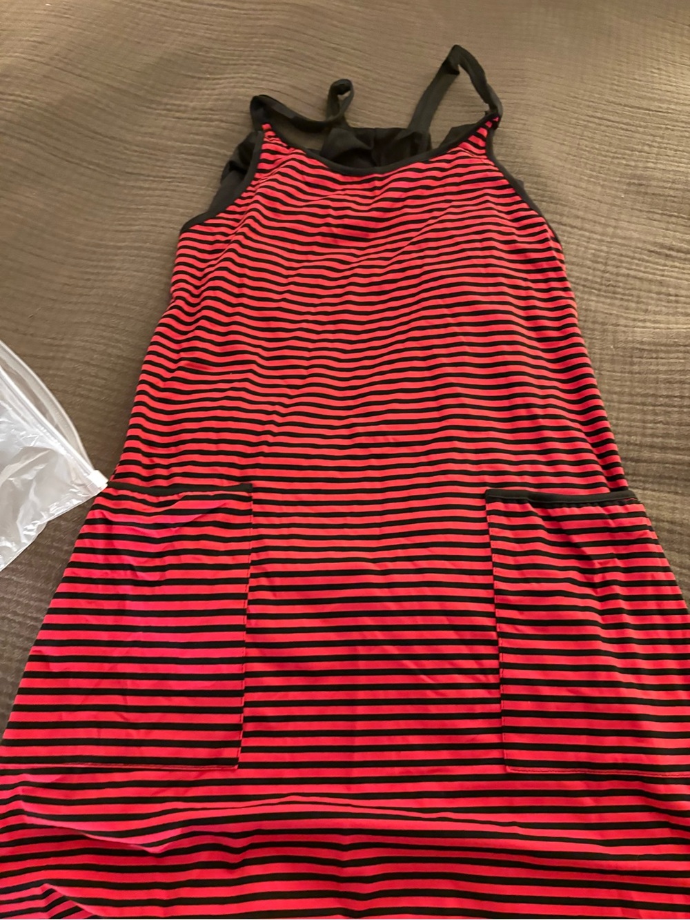 Ladies Red & Black Striped Tank Dress - Brand Unspecified